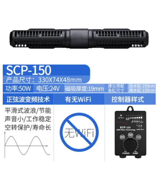 Aquarium Fish App - 55W SCP-150M クロスフローウェーブメーカーポンプ（水槽用）、アプリ制御対応の静音水槽用ウォーターポンプ