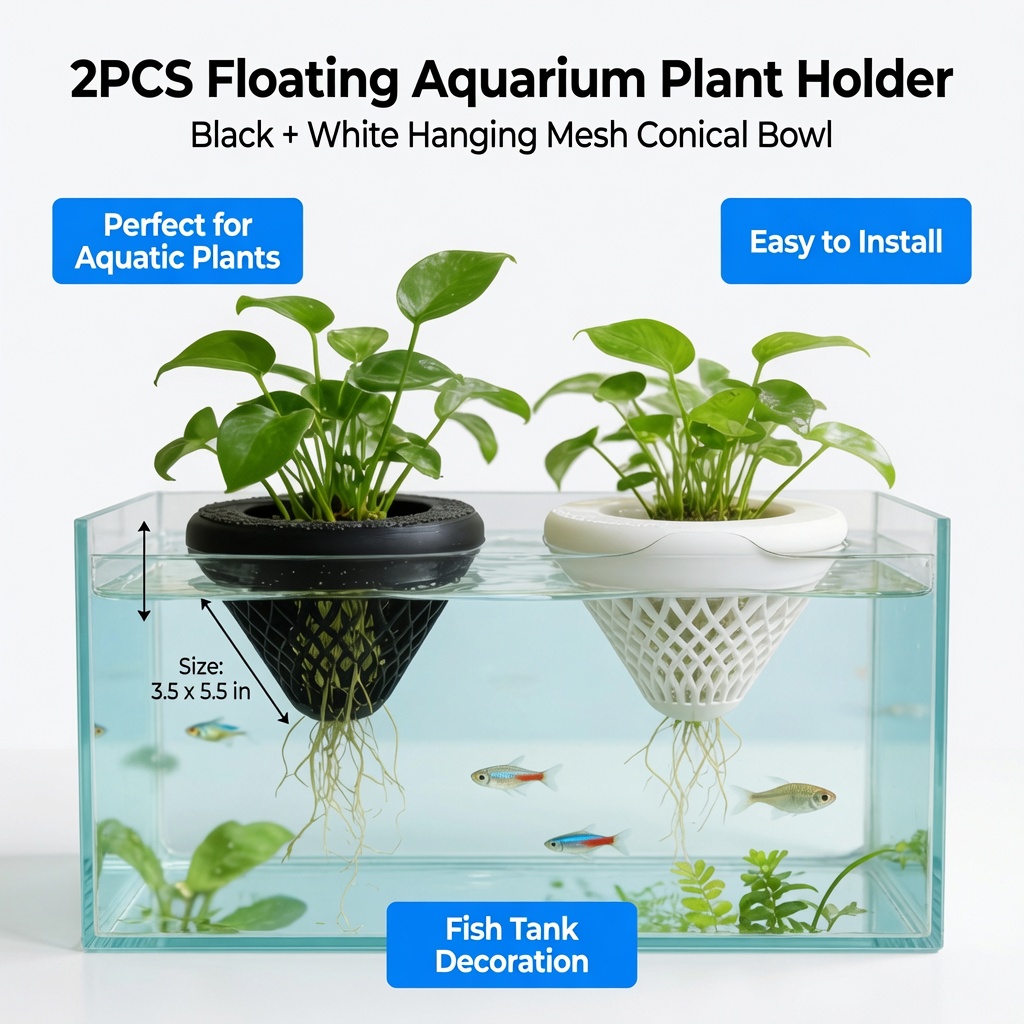2個入りフローティングアクアリウムプラントホルダー、水槽用吊 - Aquarium Fish Tank Price のレビューと価格