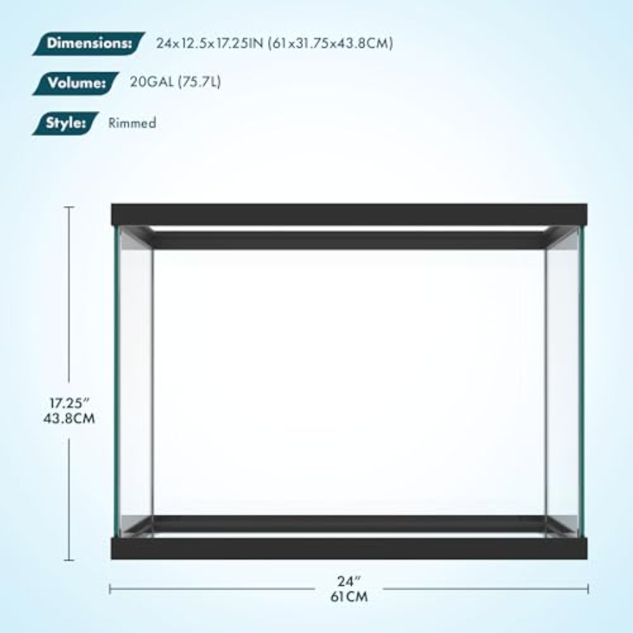 20ガロンガラス水槽 - 24 x 12.5 x 17.25 - Aquarium Fish Betta のレビューと価格