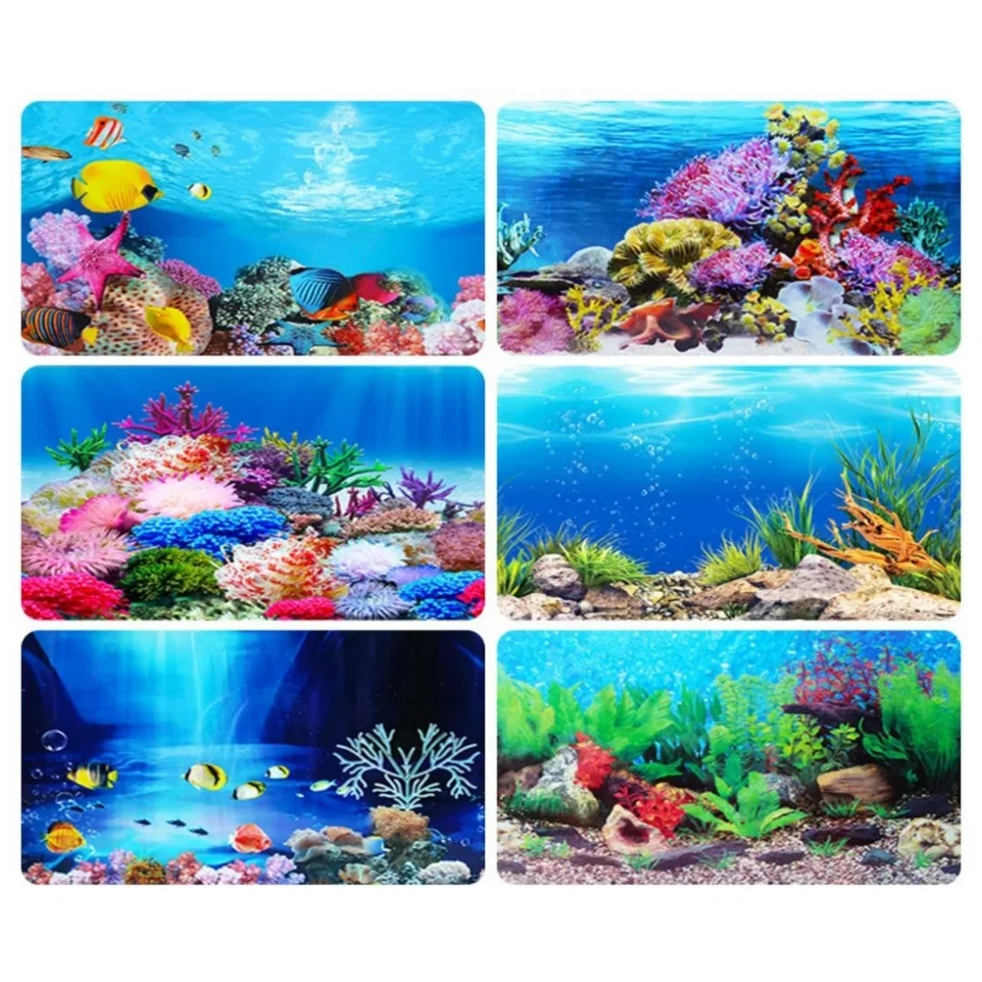 3D水族館の背景ステッカー,水槽の装飾,海洋植物,両面風景, - Aquarium Fish Tank Price のレビューと価格