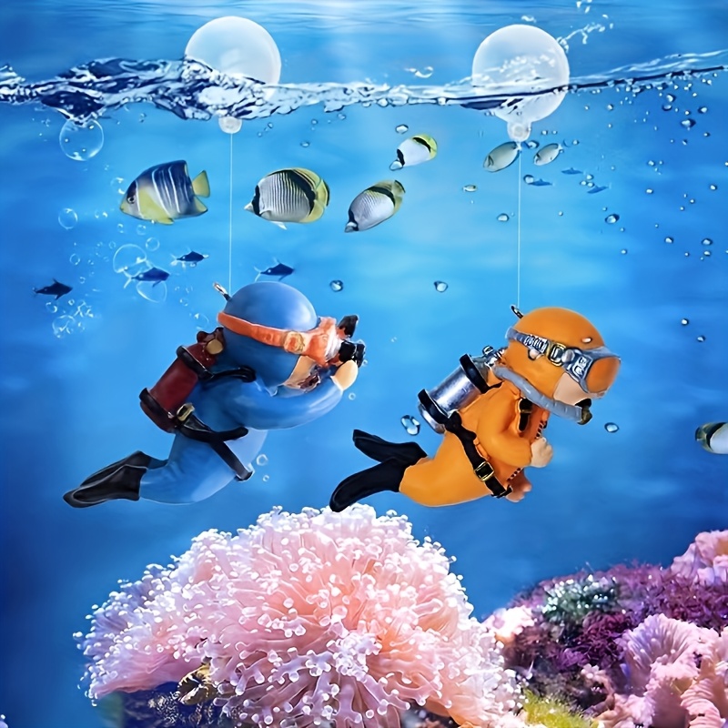 2個入り 鮮やかなダイバー型水槽飾り 水中雰囲気用 魚タンク - Aquarium Fish Tank Price のレビューと価格